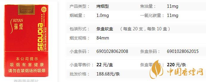 蘇煙五星紅杉樹(shù)多少錢一包 蘇煙五星紅杉樹(shù)香煙價(jià)格查詢